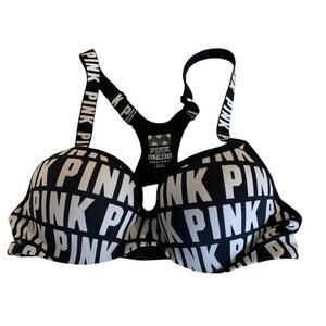 Pink black and white bra. T back. Size S AA-C push-up pigionnant